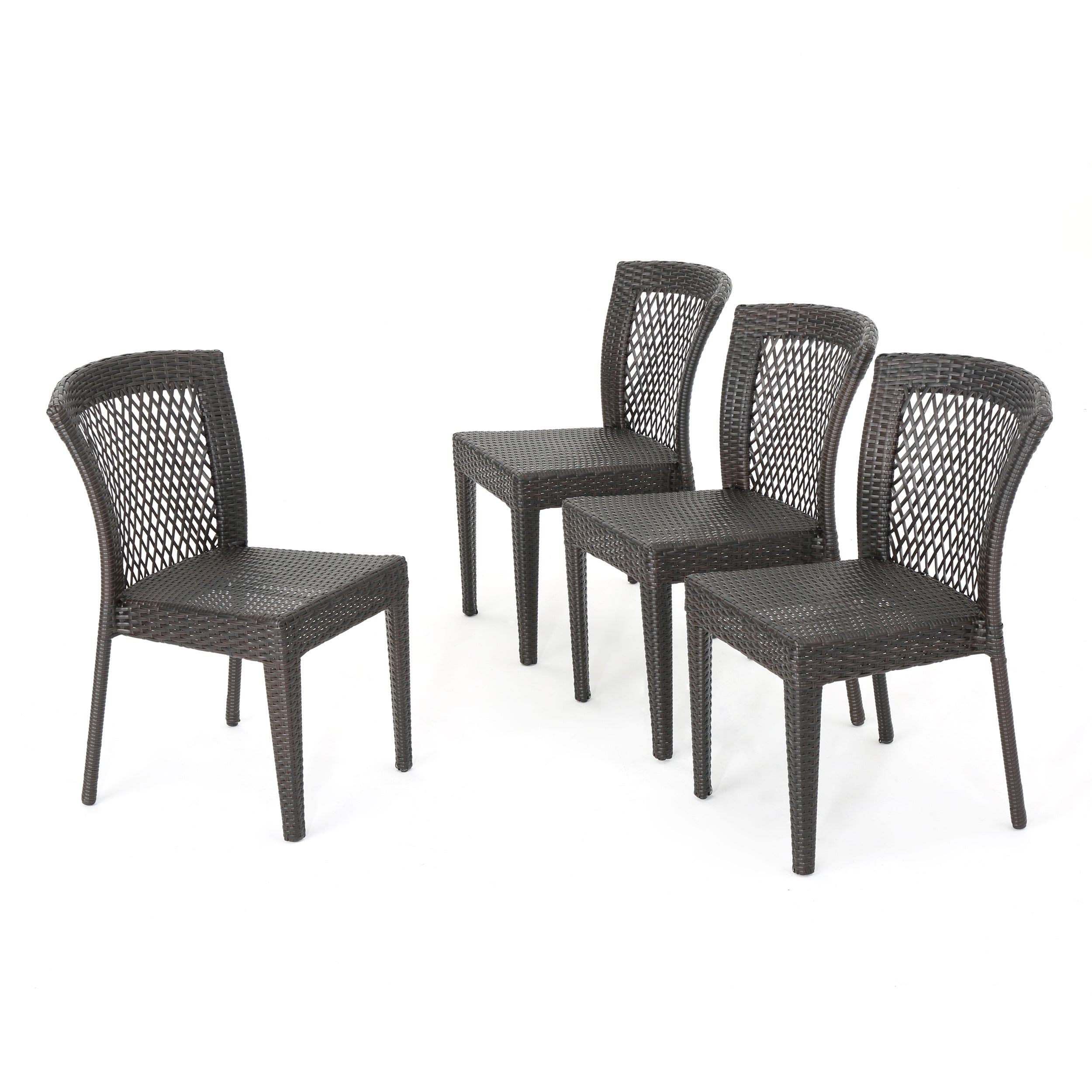 Chatham Outdoor Multi-brown Wicker Stacking Dining Chairs (Set of 4)