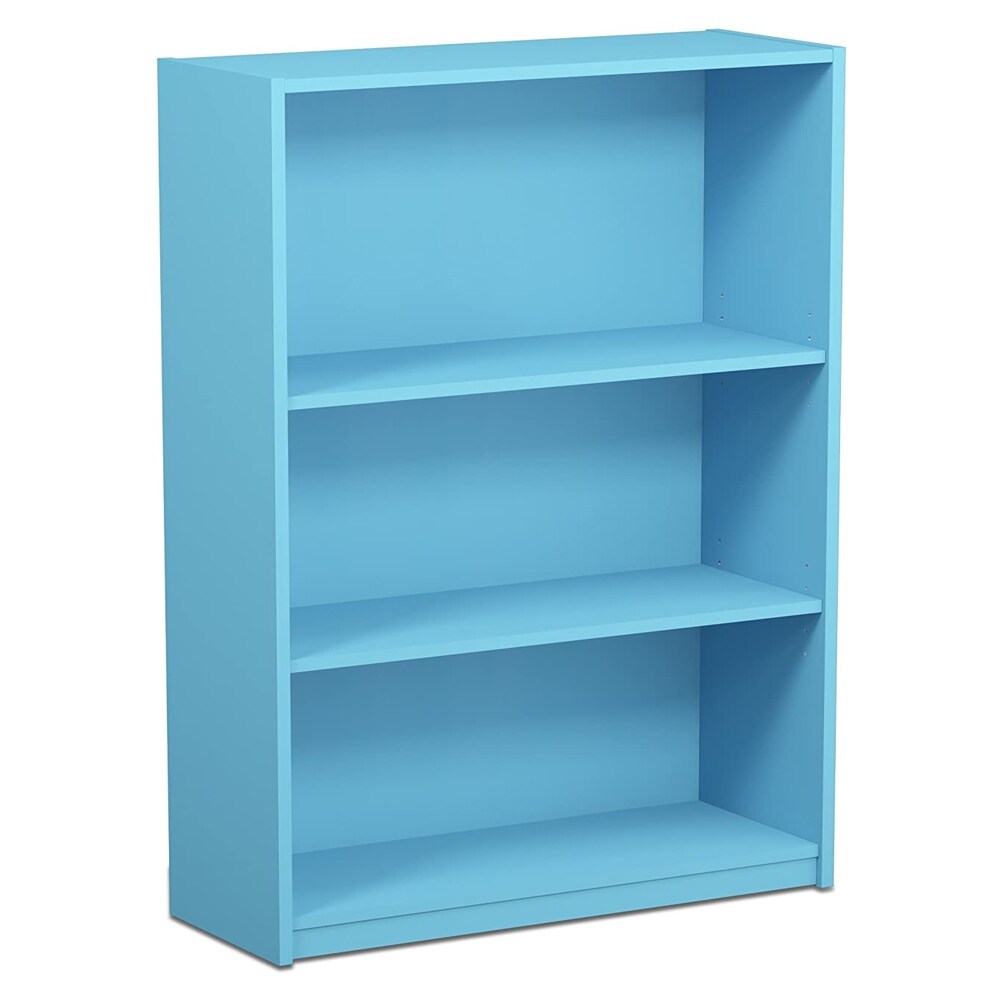 Furinno Jaya Wooden 3 Tier Adjustable Home Bookcase Display Shelf  Light Blue   27.5