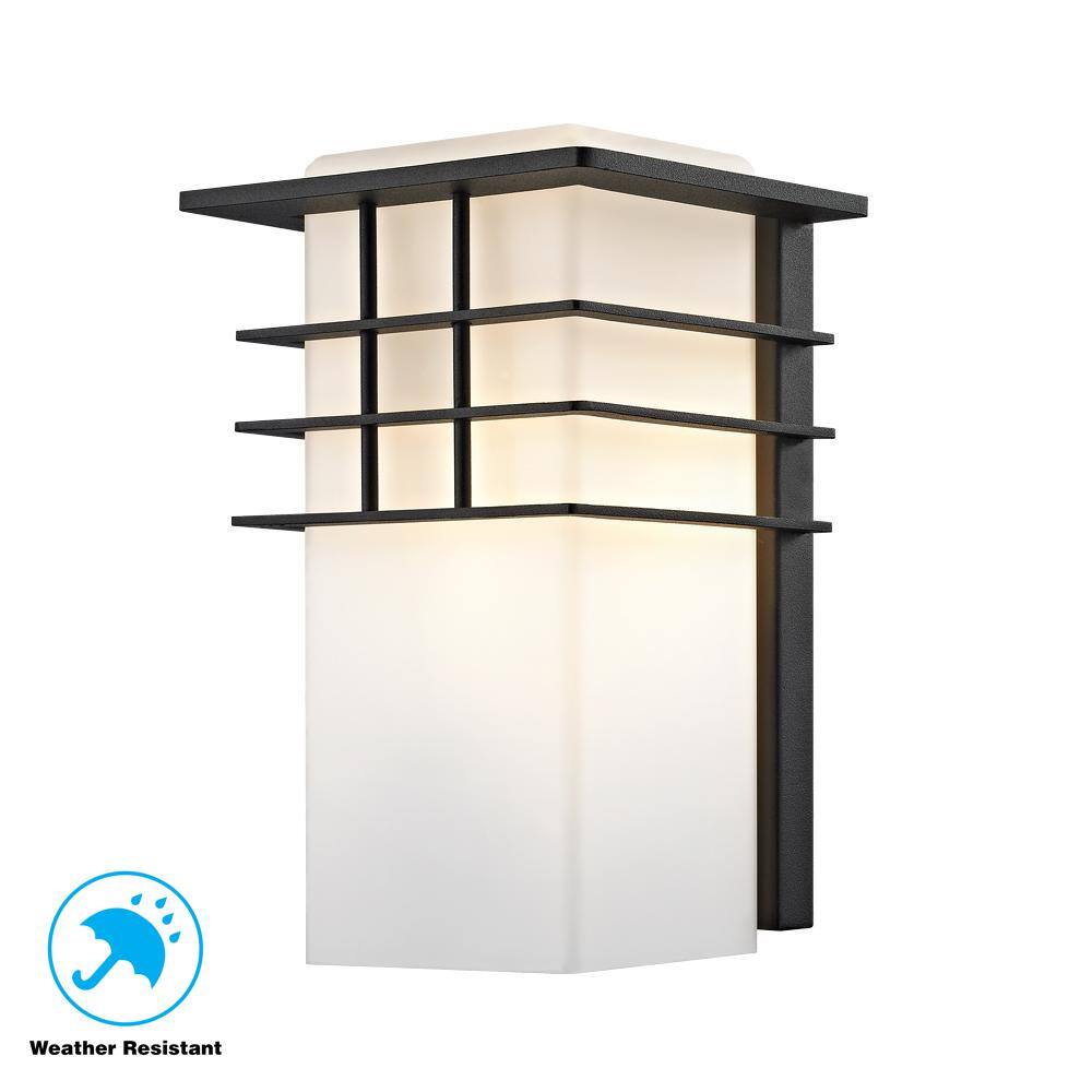 Home Decorators Collection 1-Light Forged Iron Outdoor Wall Lantern Sconce with Opal Glass HD-1202-I