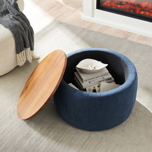 Round Storage Ottoman  2 in 1 Function  Work as En...