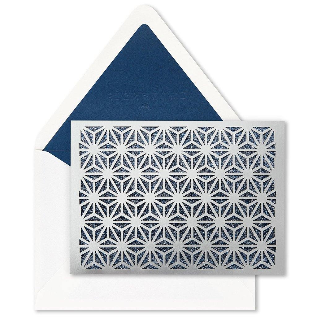 Hallmark  Silver Stars and Blue Glitter Blank Note Cards, Box of 8