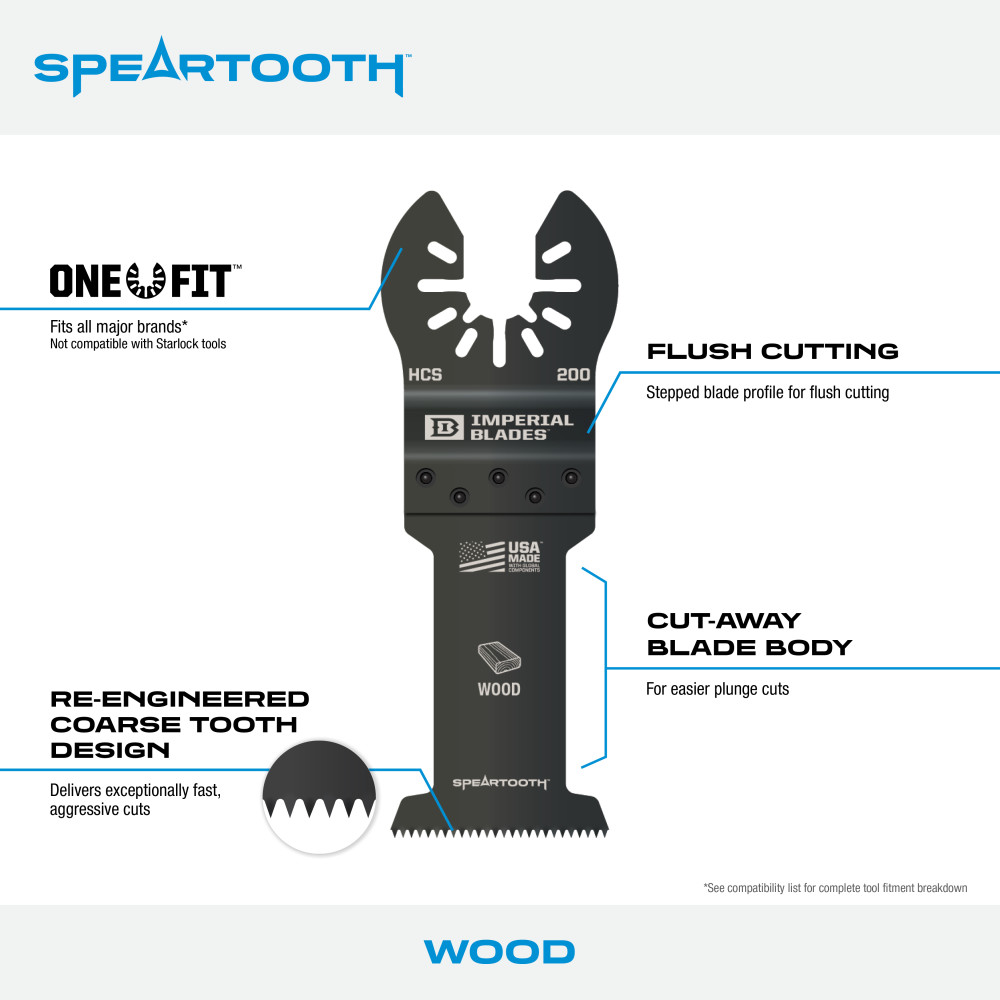 Imperial Blades One Fit 1 3/8 Speartooth Fast Cut Wood Blade 1pc ;