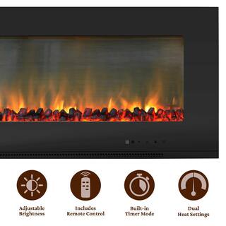 Cambridge Metropolitan 56 in. Wall-Mount Electic Fireplace in Black CAM56WMEF-2BLK