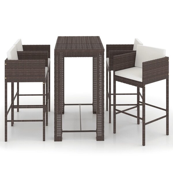 vidaXL Patio Bar Set 5 Piece with Cushions Poly Rattan Seating Multi Colors