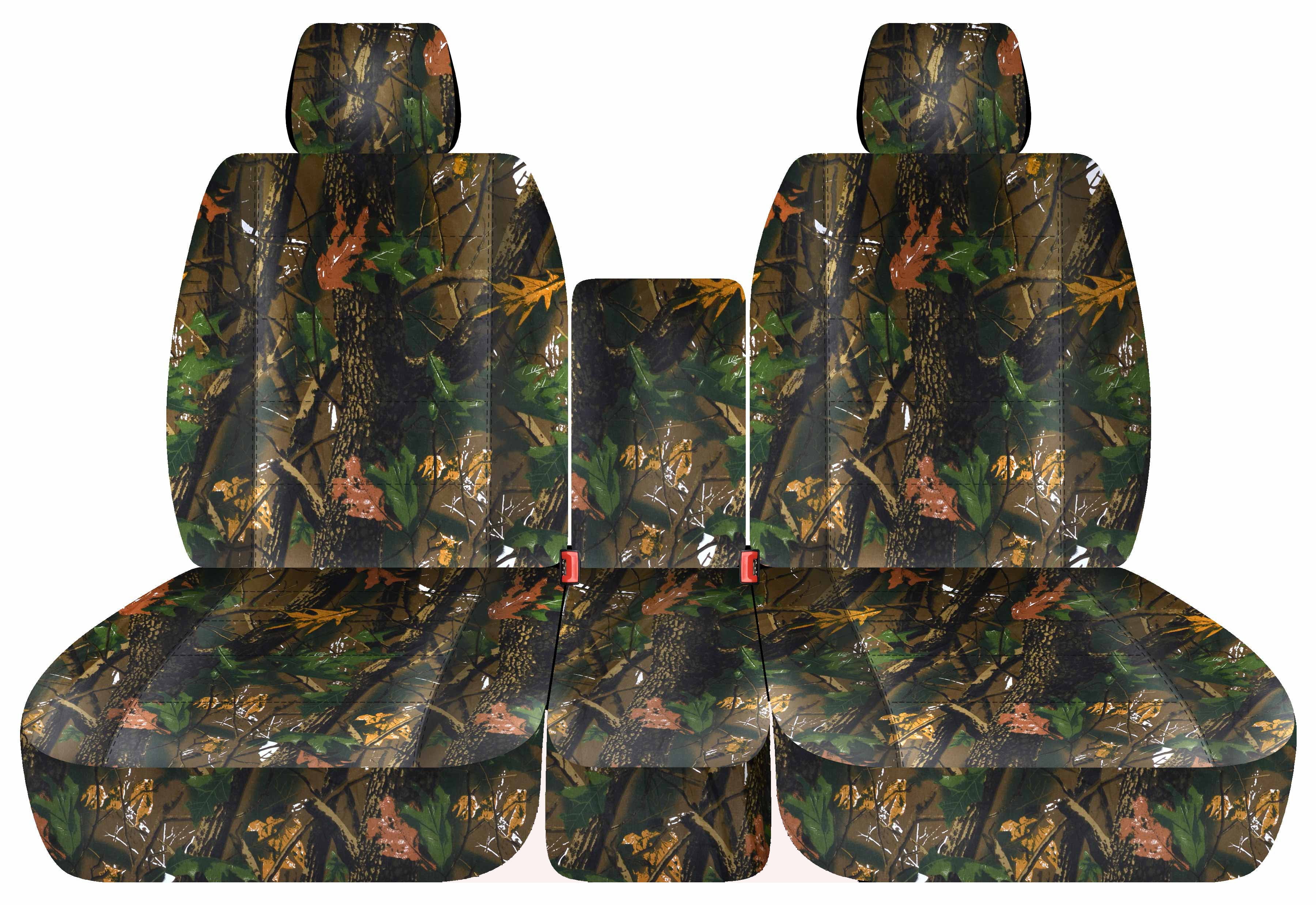 T443-Designcovers Compatible with 2002-2005 (3rd Gen) Dodge Ram Camo Truck Seat Covers (40/20/40 Split Bench) with Center Console，With 2 Separate Headrest Covers: Camo Real Tree - Front Set