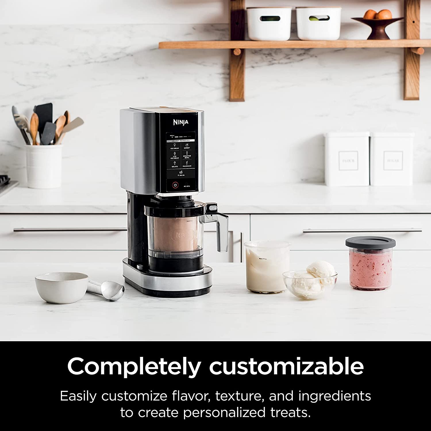 Restored Ninja NC301 CREAMi， Ice Cream， Gelato， Milkshake， Sorbet， and Smoothie Bowl Maker， 7 OneTouch Programs， Silver (Refurbished)