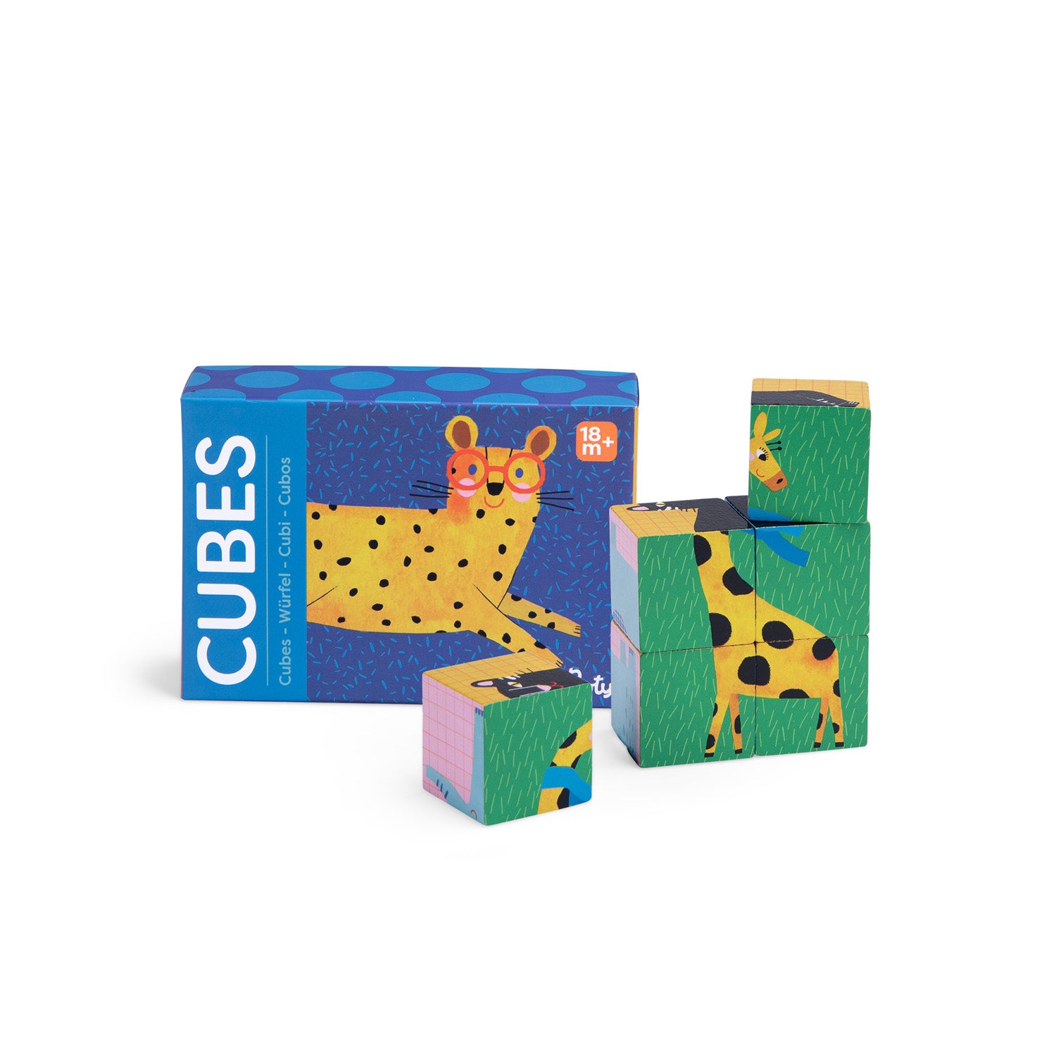 Puzzle 6 animal wooden cubes