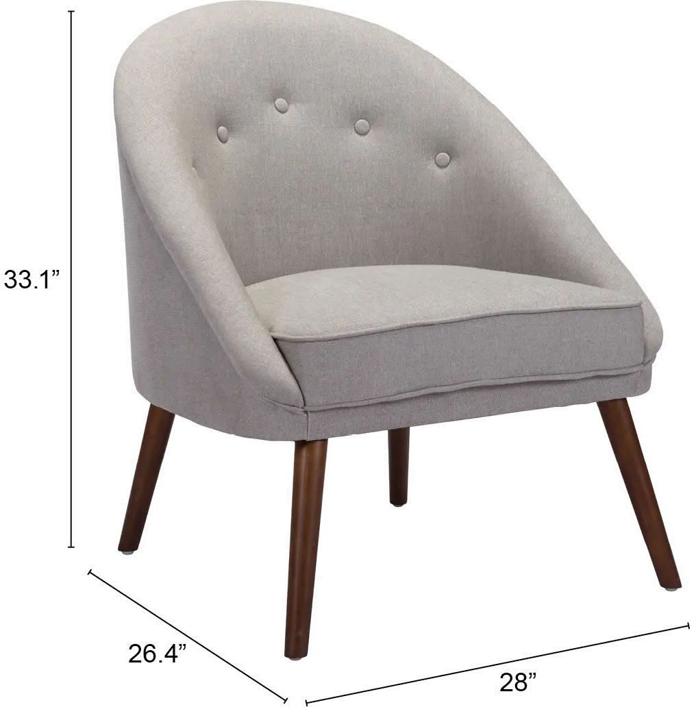 Cruise Mid Century Modern Gray Accent Chair