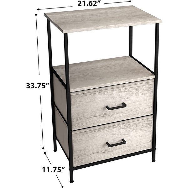 Nightstand 2-Drawer Shelf Storage - Bedside Furniture End Table Chest - - 36801499