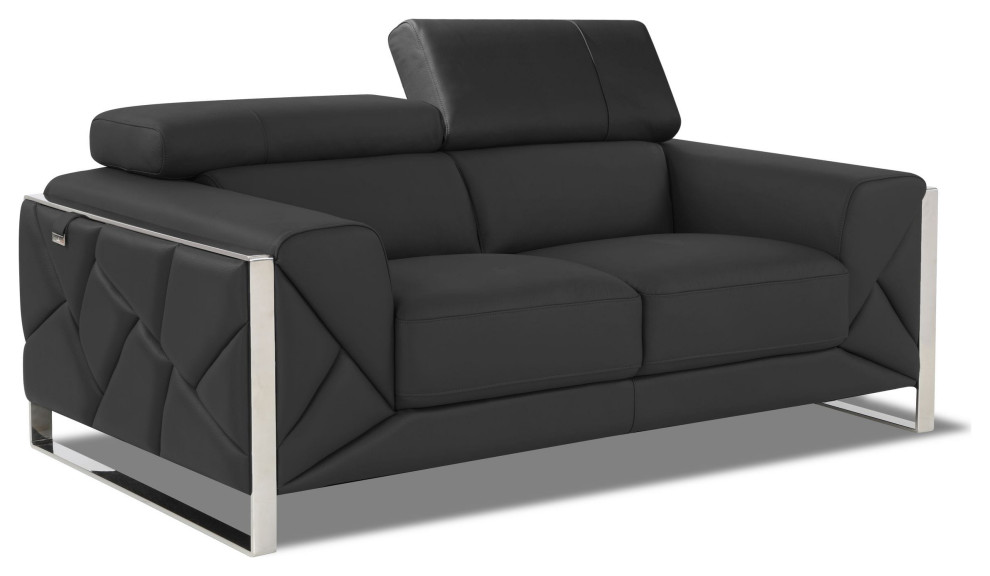 Trento Genuine Italian Leather Modern Loveseat   Contemporary   Loveseats   by Luxuriant Furniture  Houzz