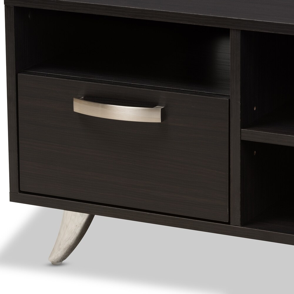 Contemporary Dark Brown Finished Wood TV Stand by Baxton Studio