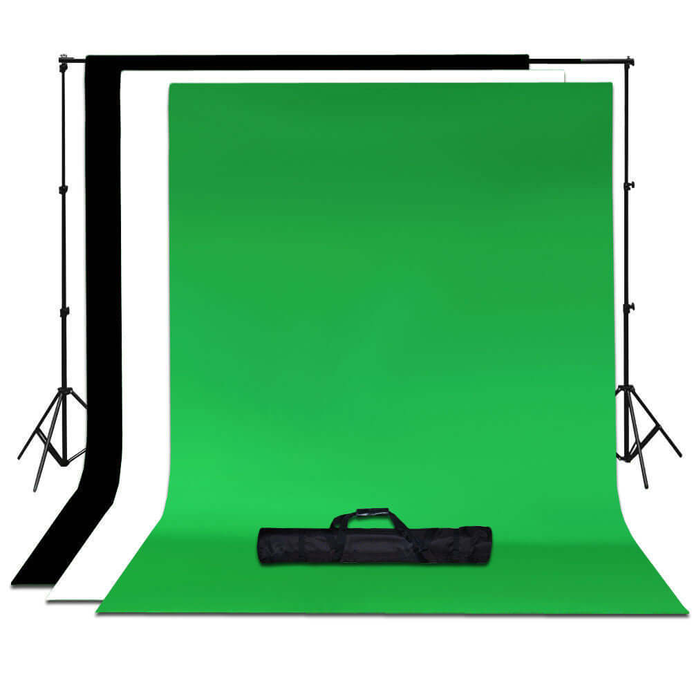 White Umbrella Continuous Lighting Photo Video Studio Kit With Soft Box Reflectors and Muslin Chromakey Backgrounds 1200W