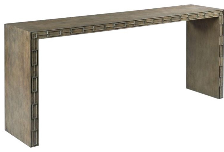 Console WOODBRIDGE CAYMUS Tapered Legs Hammered Napa Nickle Oak   Farmhouse   Console Tables   by EuroLuxHome  Houzz