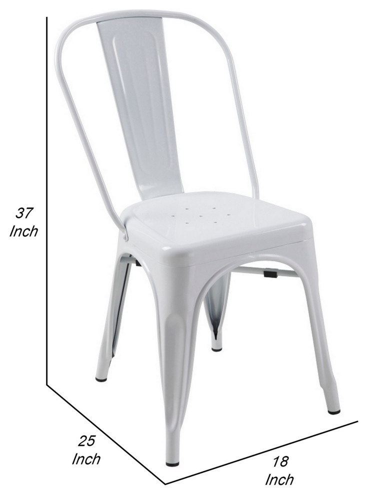 Benzara BM288207 25 quotOutdoor Dining Side Chair  Bright White Metal Frame   Industrial   Outdoor Dining Chairs   by Uber Bazaar  Houzz