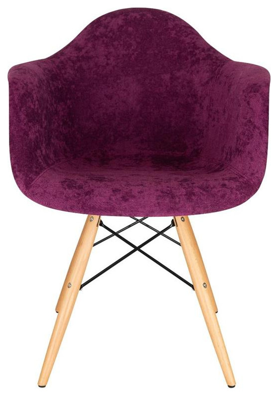 LeisureMod Willow Velvet Armchair Eiffel Wooden Base In Purple   Midcentury   Dining Chairs   by Homesquare  Houzz