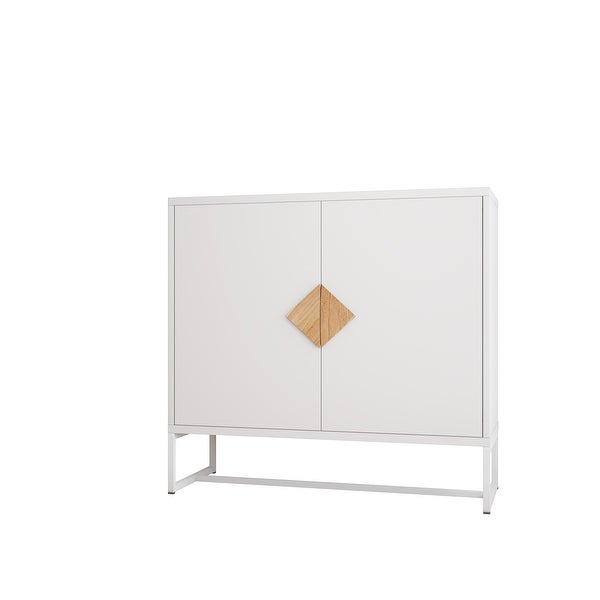 White Modern Sideboard，Kitchen Storage Cabinet with Metal Legs