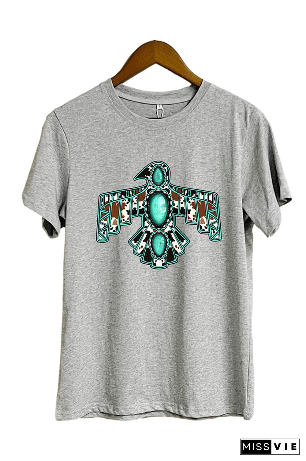 Cowhide Turquoise Thunderbird Graphic T-Shirt Wholesale