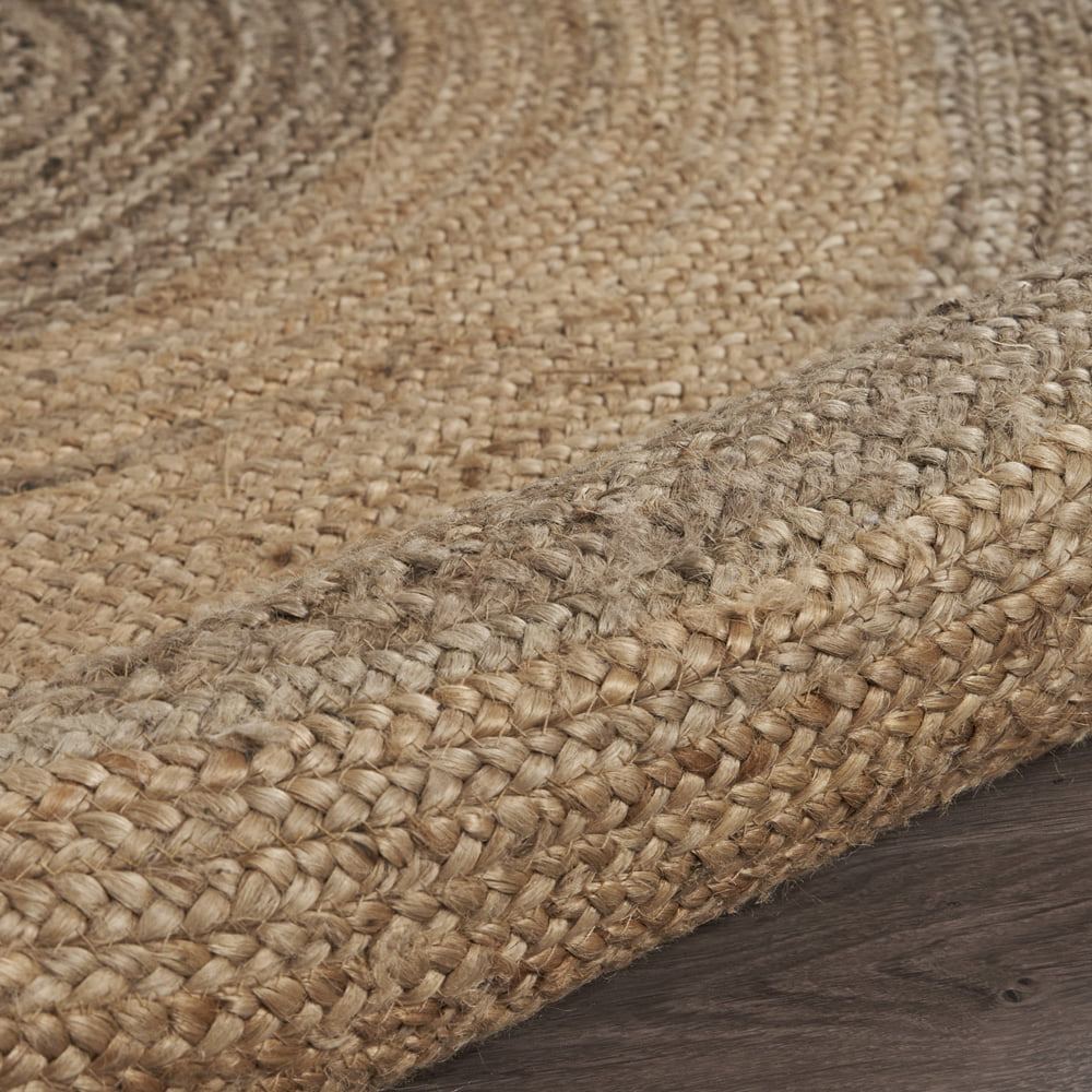 Woven Paths Two Toned Natural Jute Area Rug, 4' Round, Natural