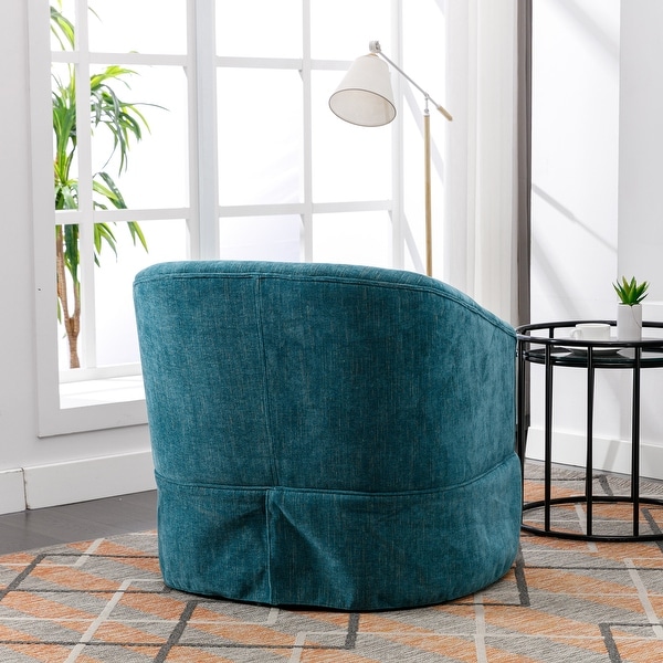 360-degree Swivel Accent Armchair Linen Blend Lounge Chairs Living Room Accent Chair Metal Frame Barrel Sofa Chair， Green