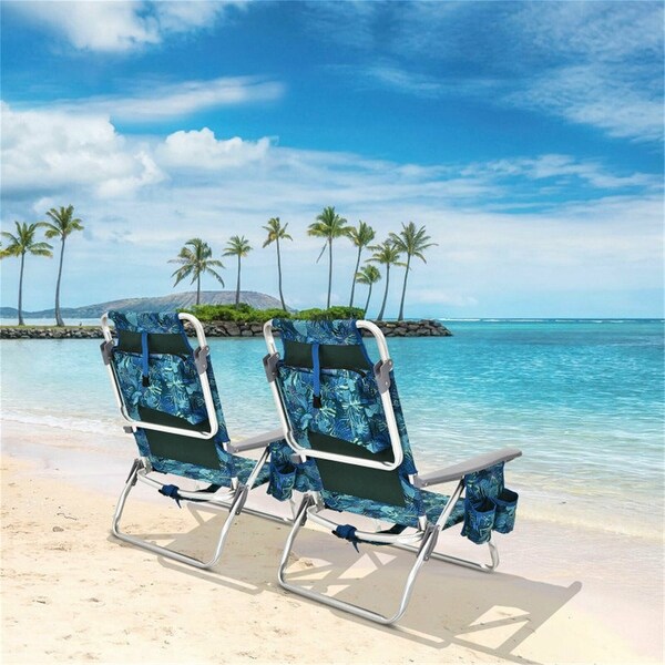 4-Pack 5-Position Outdoor Folding Backpack Beach Reclining Chair - N/A