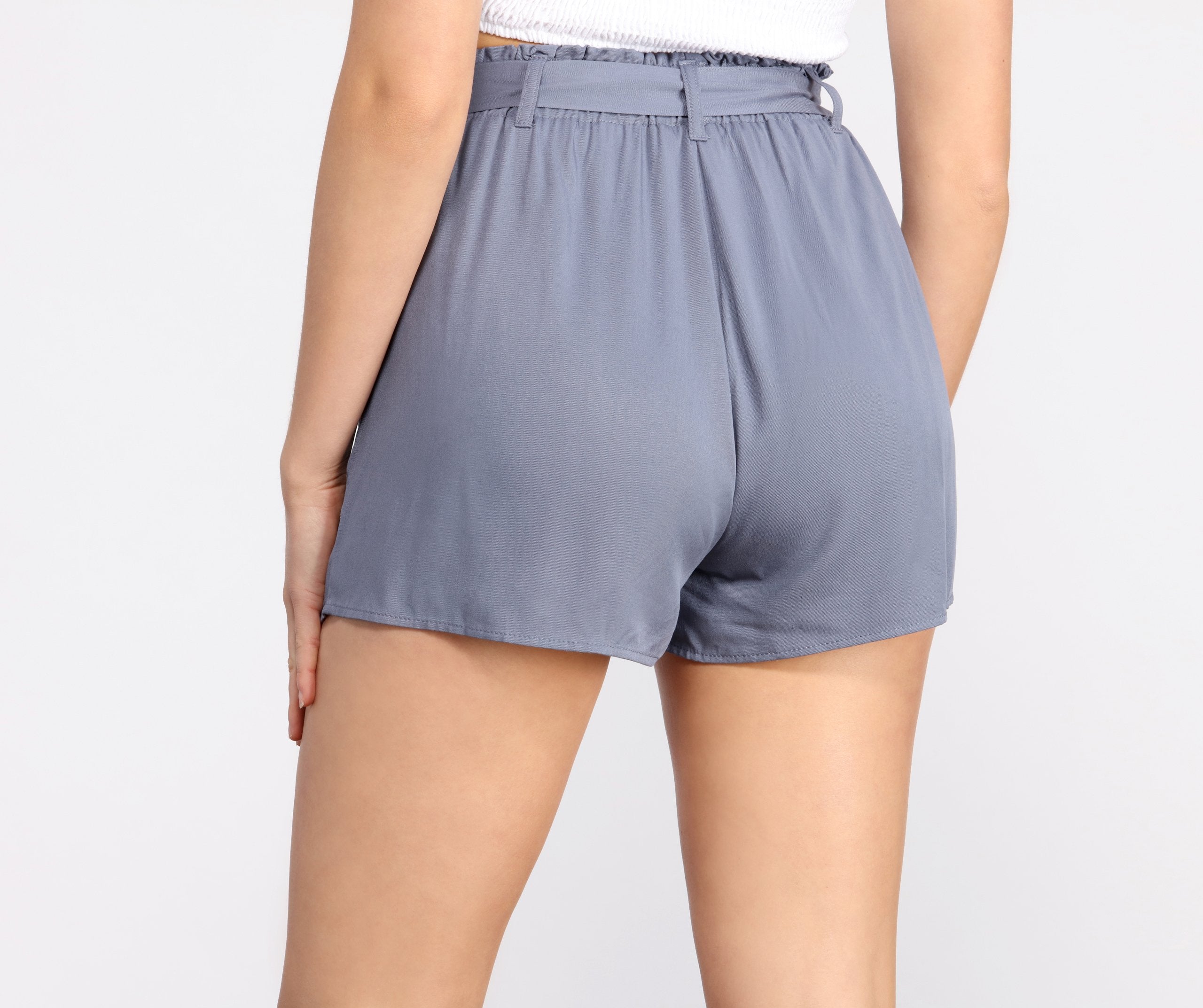 Preppy Paper Bag Tie Waist Shorts