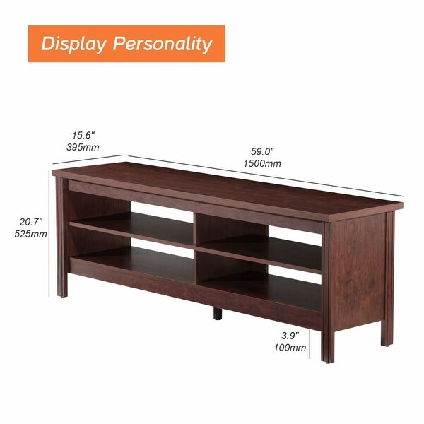 TV Stand for 65 inch TV， Wood Entertainment Center Console Table， 60''