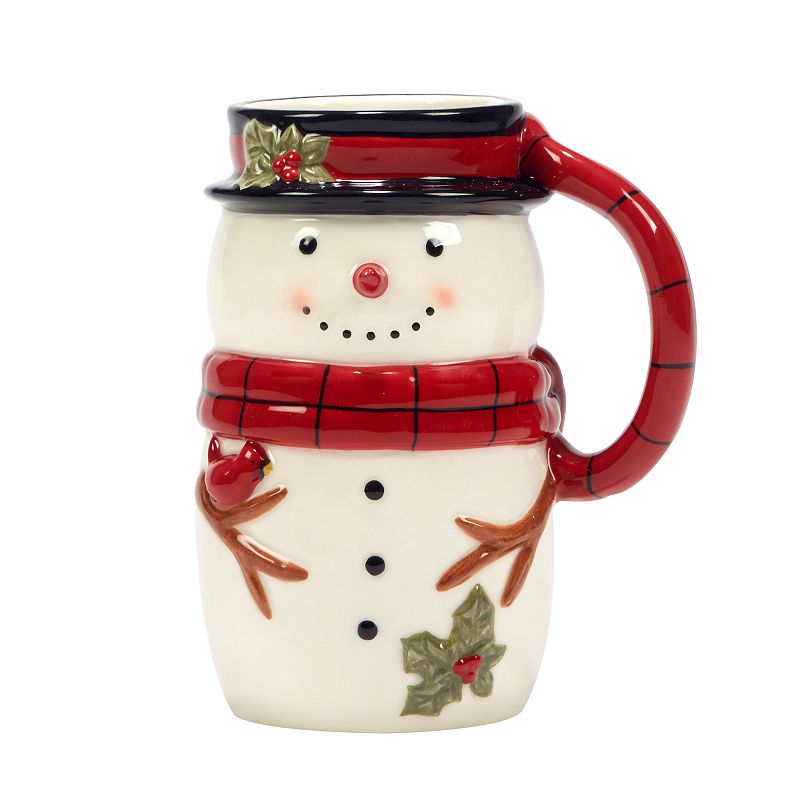 Certified International Set of 4 Joy of Christmas Snowman 3D Mugs