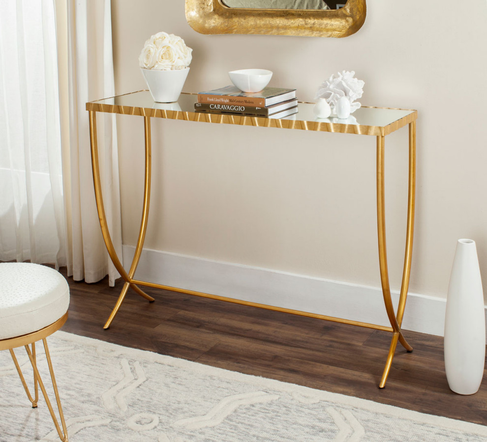 Carli Console Table Gold/ Mirror   Contemporary   Console Tables   by Peachtree Fine Furniture  Houzz