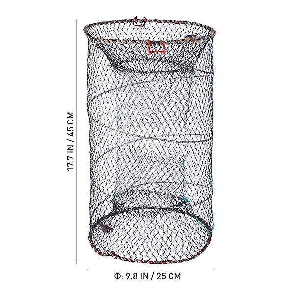 Lioobo Foldable Bait Cast Mesh Trap Net Portable Fishing Landing Net Shrimp Cage For Fish Lobster Prawn Minnow Crayfish Crab With Hand Rope Floating C