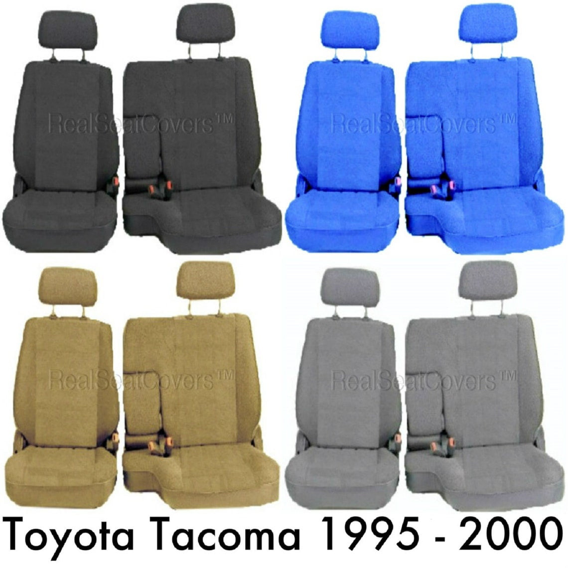 RealSeatCover made to fit Toyota Tacoma 1995 - 2000 Front 60/40 Split Bench Seat Cover Adj Headrest Armrest (Blue)