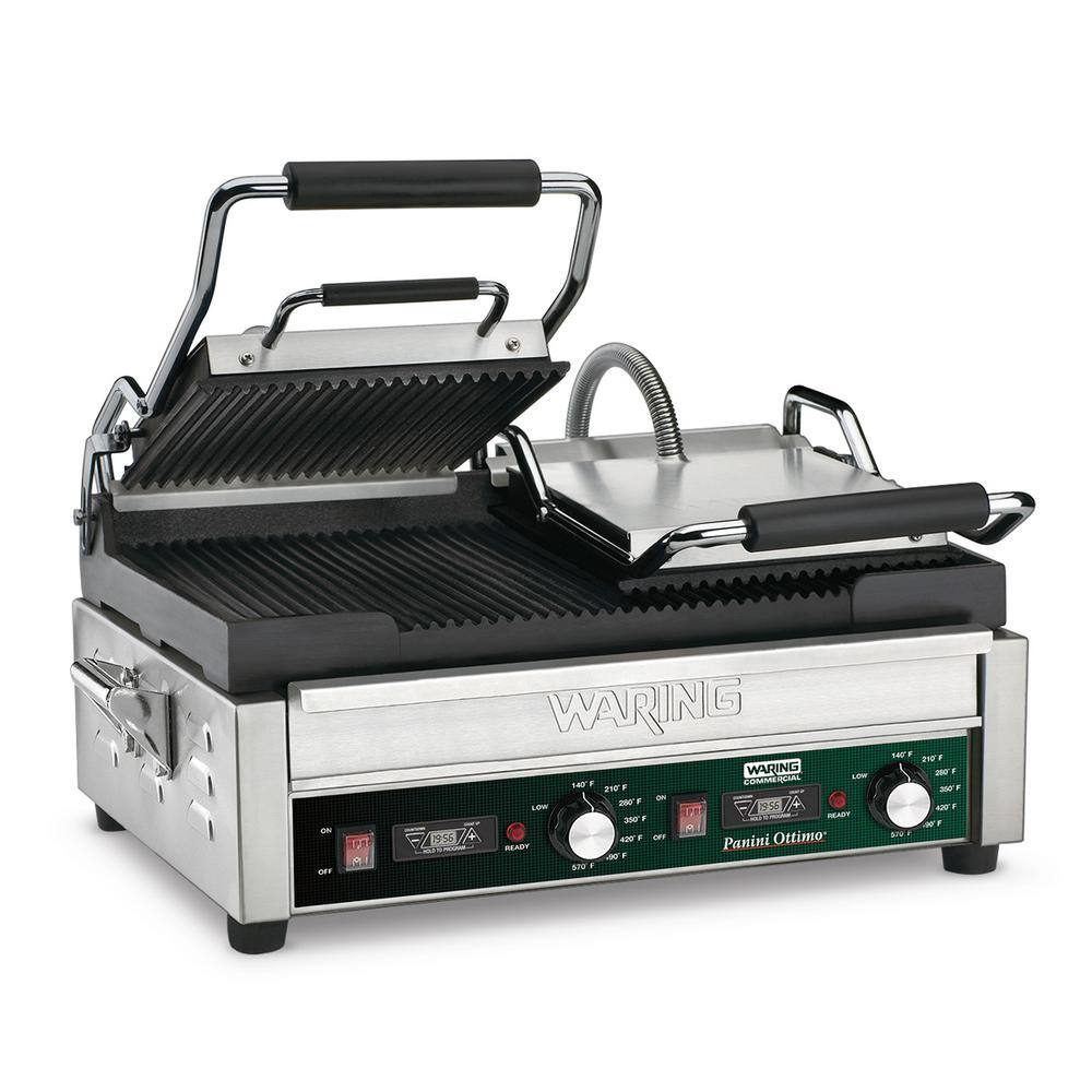 Waring Commercial Panini Ottimo Dual Panini Grill with Timer - 240-Volt (17 in. x 9.25 in. cooking surface) WPG300T