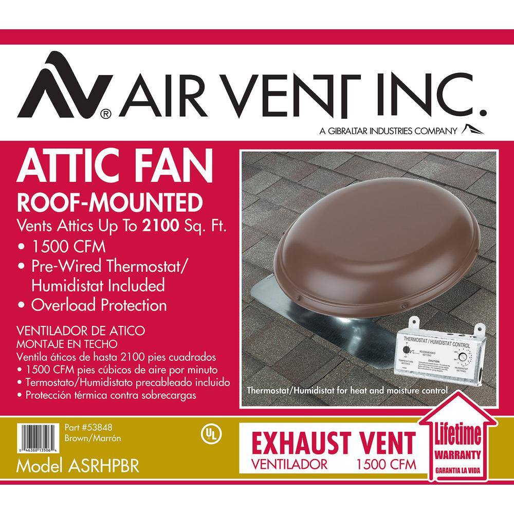 Air Vent 1500 CFM Brown Power Roof Mount Attic Ventilator ASRHPBR