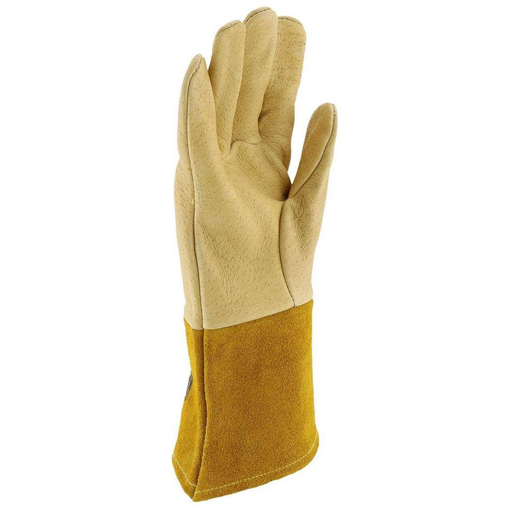 Ironcat Large Premium Top Grain Pigskin Leather Men's MIG Welding Glove with Kevlar Stitching and Protective Gauntlet Cuff 6021L