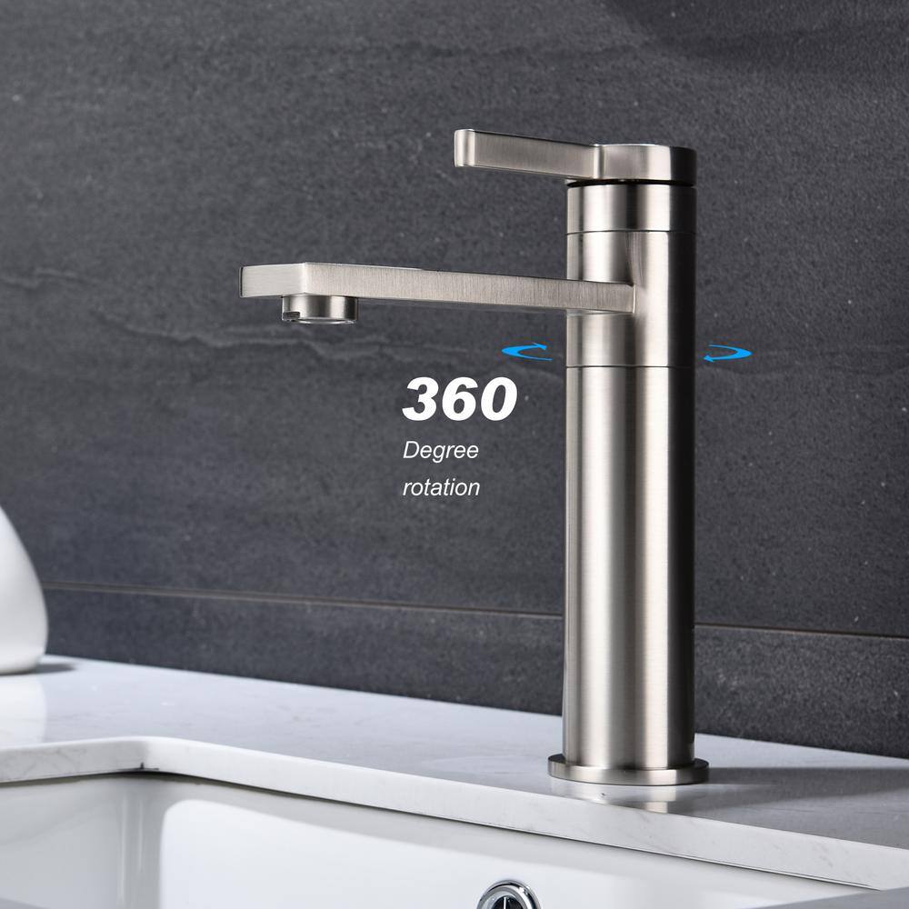 Hlihome Single Handle Single Hole Bathroom Vanity Sink Faucet in Brushed Nickel DKTH71NS