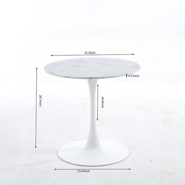 White Marble Color Top，MDF Dining Table