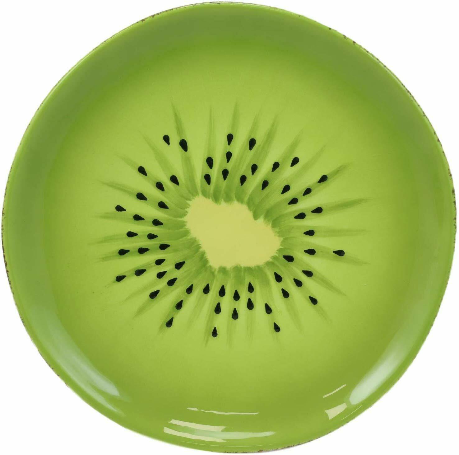 1 (6.5) Diameter Gourmet Kitchen Fruity Kiwi Appetizer Serving Plate Set Of 3 EBR02