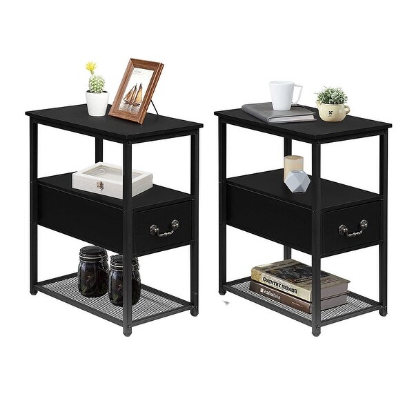 Industrial Style 1-Drawer Nightstand Narrow End Side Table (Set of 2) - - 36061306