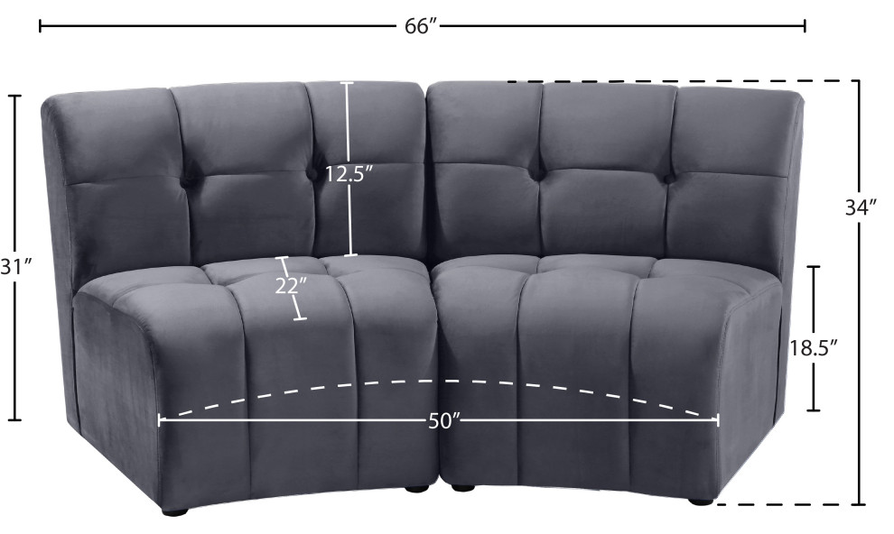 Limitless Modular Velvet 1 Piece Sectional   Transitional   Loveseats   by Meridian Furniture  Houzz