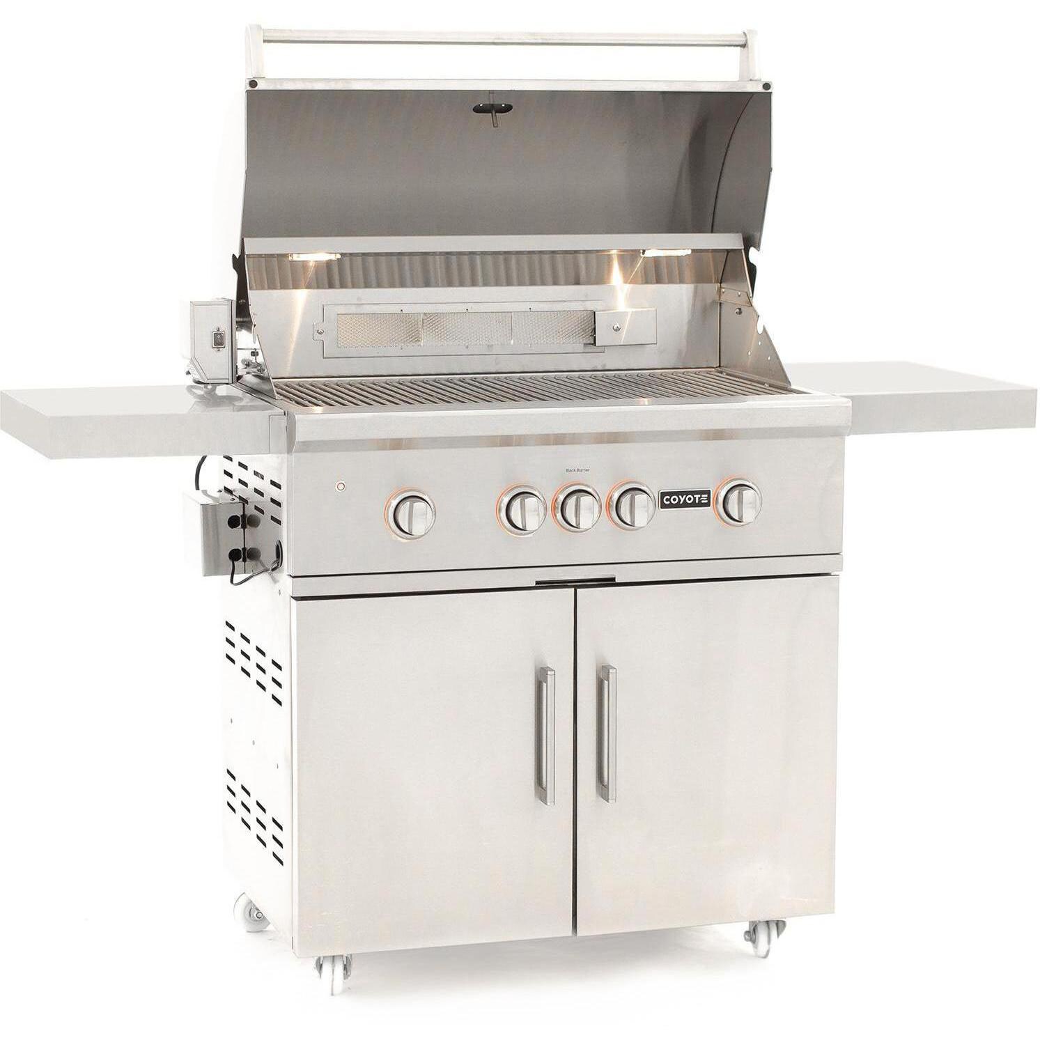 Coyote S-Series 36-Inch 4-Burner Propane Gas Grill With RapidSear Infrared Burner and Rotisserie