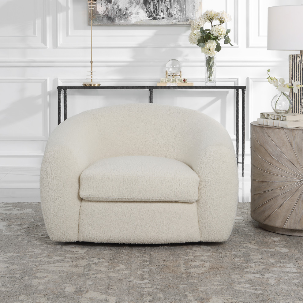 Uttermost Capra Art Deco White Swivel Chair   Transitional   Armchairs And Accent Chairs   by Uttermost  Houzz