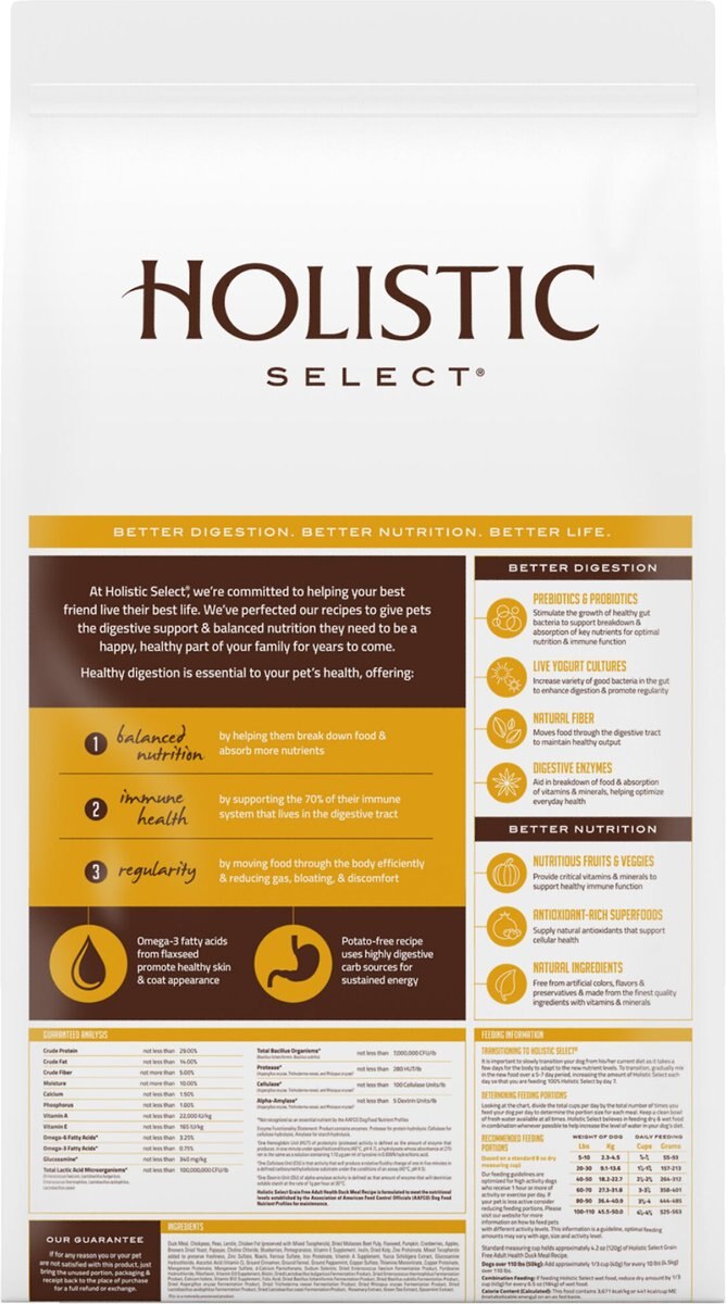 Holistic Select Adult Health Duck Meal Recipe Grain-Free Dry Dog Food