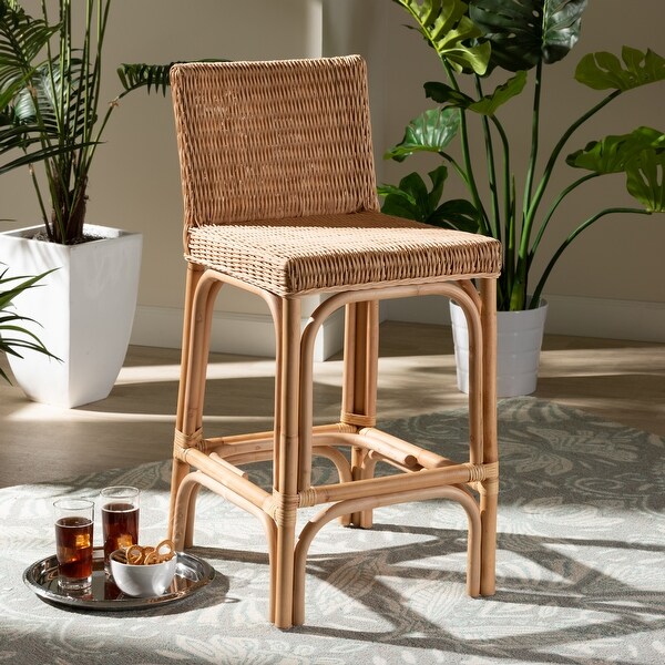 Athena Modern and Contemporary Natural Finished Rattan Counter Stool