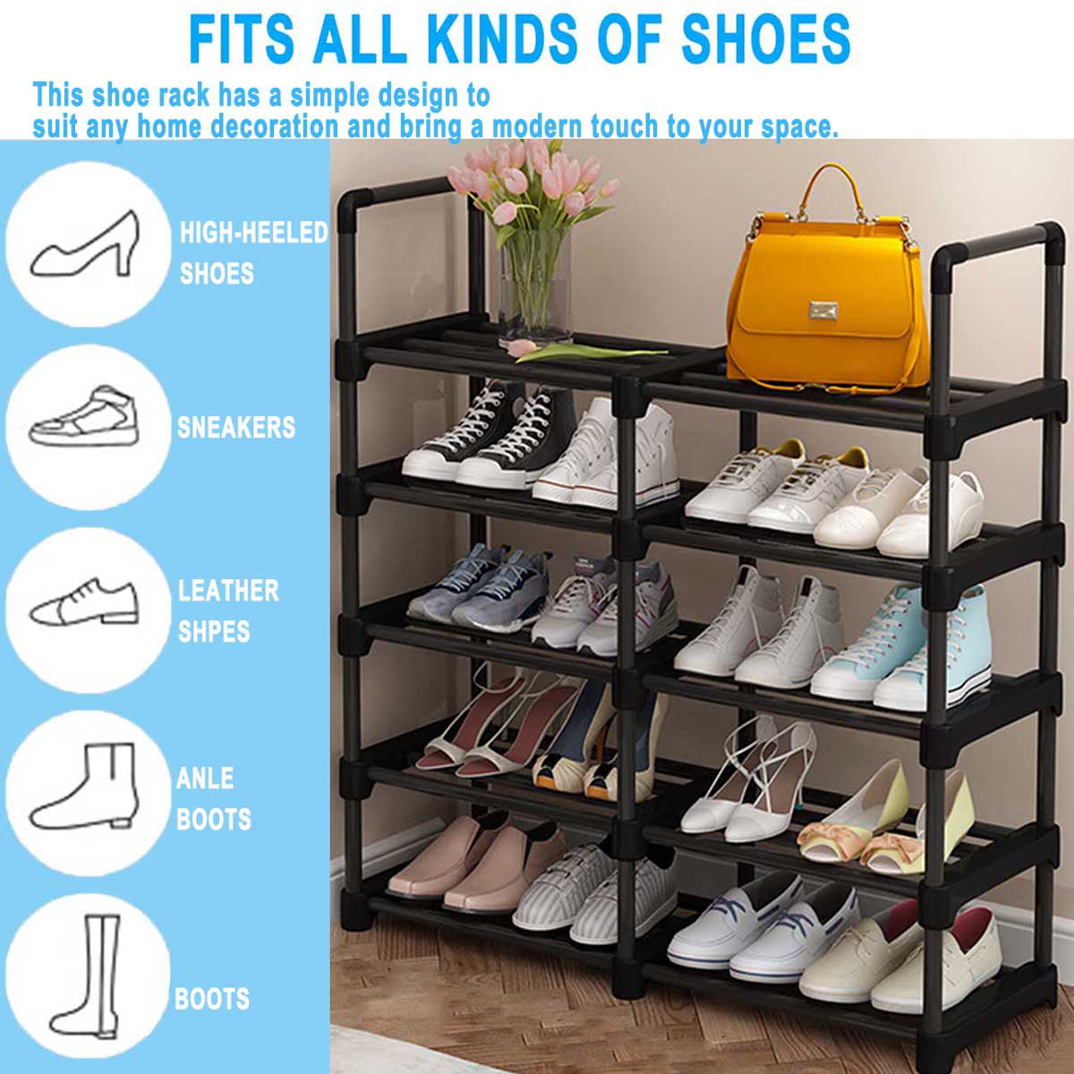 Shoe Rack Shoe Organizer， 20-24  Pairs Shoes Storage Organizer Metal StackableandRemovable Multifunctional Show Rack for Entryway，Closet and Bedroom