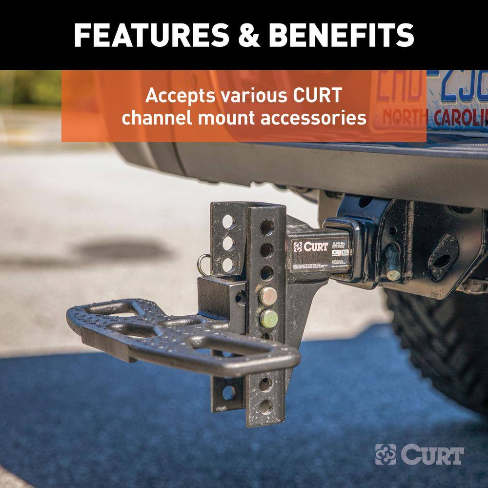 CURT 14000 lbs. 6 in. Drop Adjustable Trailer Hitch Channel Mount with Dual Ball (2 in. Shank) 45900