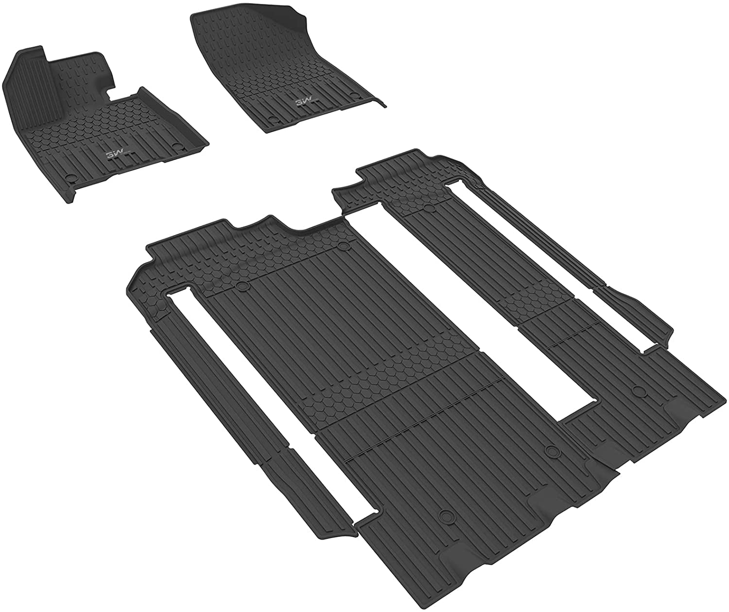 3W Floor MatsandCargo Liner for Toyota Sienna 2021-2023 8 Seats TPE 1st 2nd and 3rd Row with Trunk Mat (NOT for Spare Tire Model )， Black