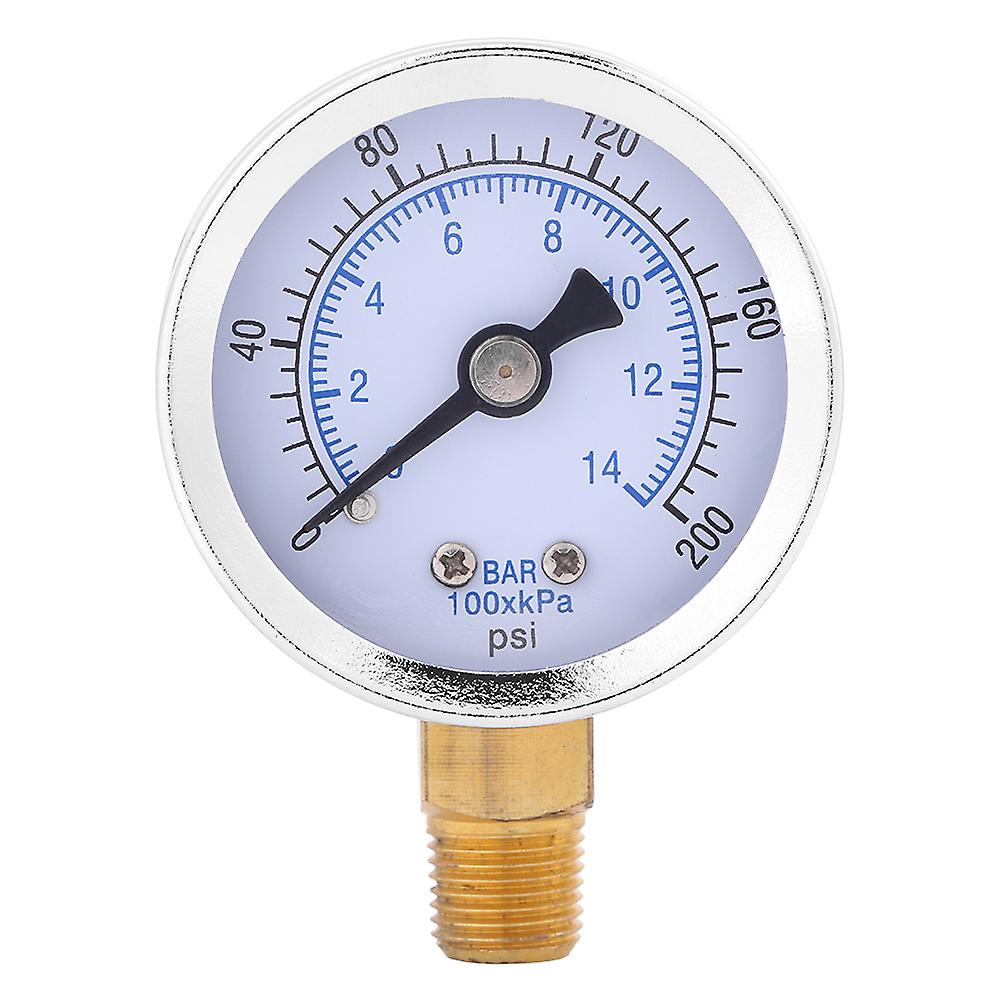 0-200psi 0-14bar Hydraulic Water Pressure Gauge 40mm Dial Meter 1/8