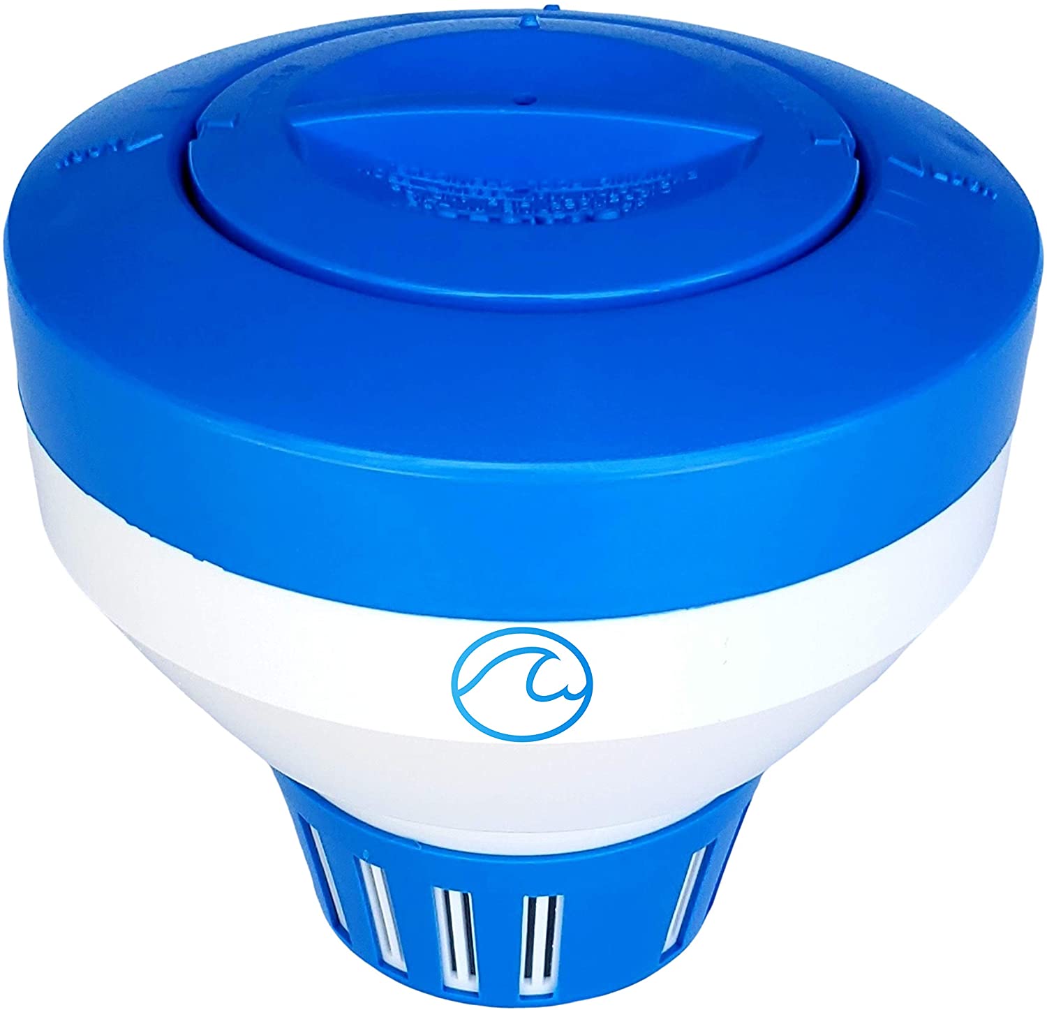 Floating Chlorinator for Chlorine Tablets 3 inch, Blue and White Thick Plastic Chlorine Dispenser