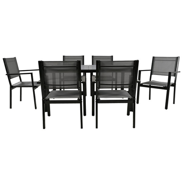 7Piece Outdoor Rectangular Dining Set Table and Chair Set，Steel