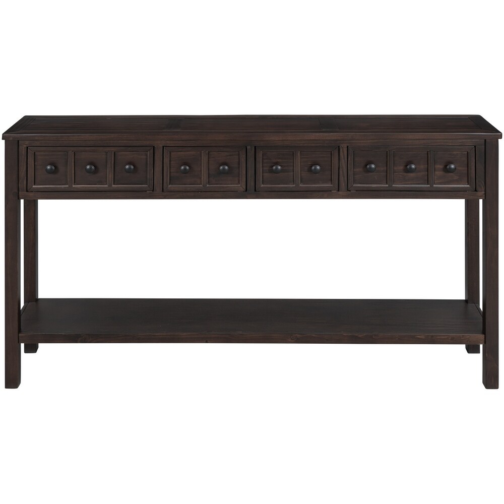 Console Sofa Table with 2 Different Size Drawers and Bottom Shelf