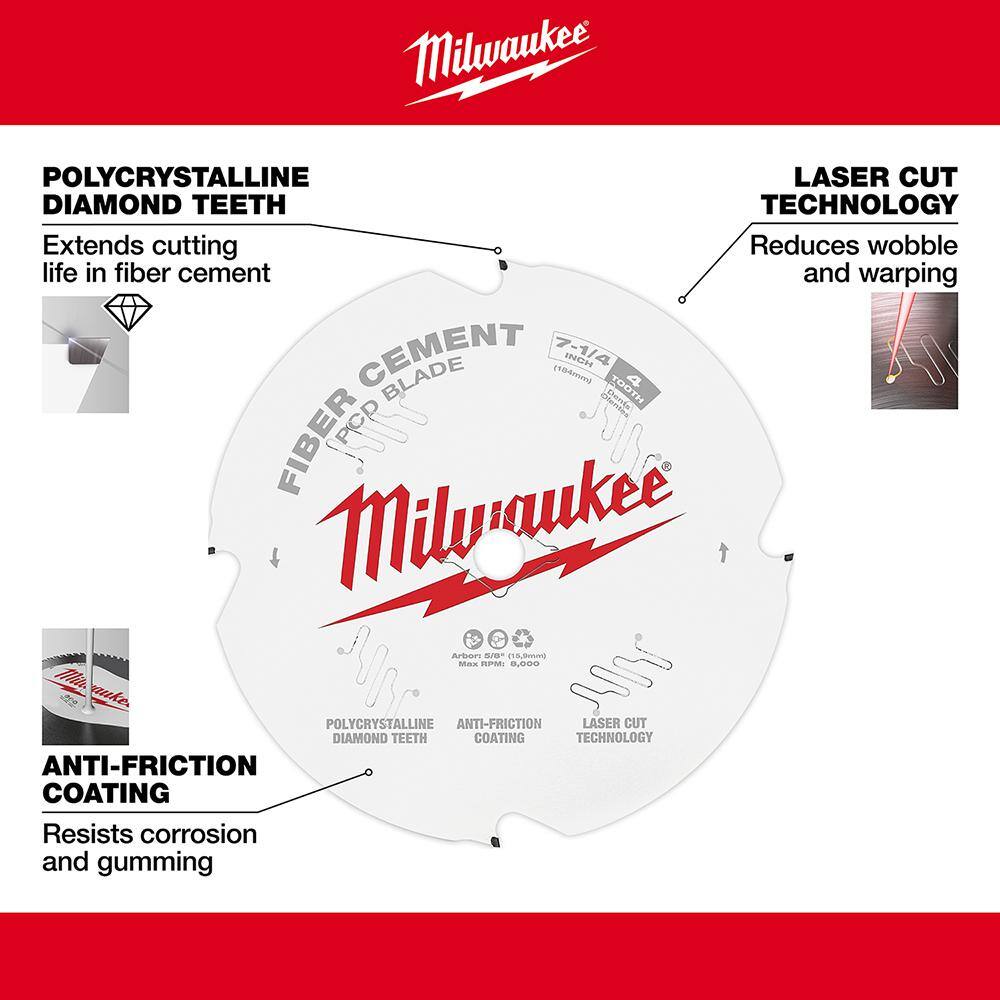 MW 7-14 in. x 4-ToothPolycrystalline Diamond (PCD) Tipped Fiber Cement Cutting Saw Blade 48-40-7000